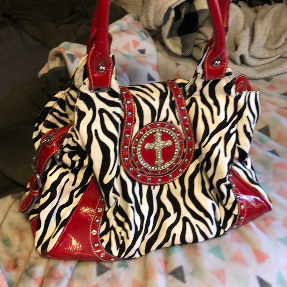 Zebra print large purse
